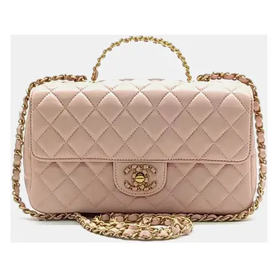 Chanel Lambskin Top Handle Small Flap Bag