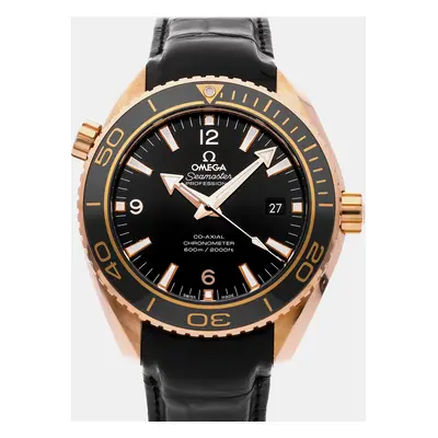 Omega Black 18k Rose Gold Seamaster Planet Ocean 232.63.46.21.01.001 Automatic Men's Wristwatch 