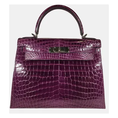 Hermes Shiny Nilo Sellier Amethyst Kelly bag PHW