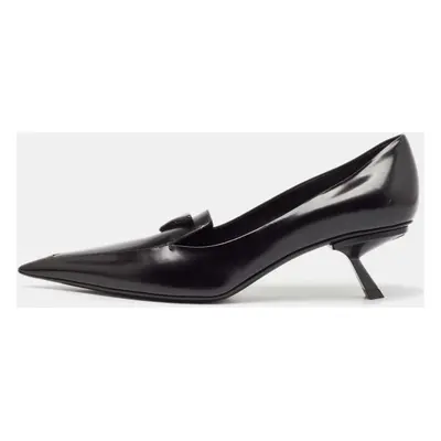 Prada Black Leather Bow Pointed Toe Pumps Size