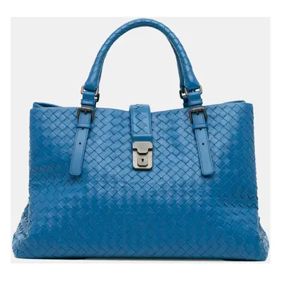 Bottega Veneta Blue Medium Nappa Intrecciato Roma Tote