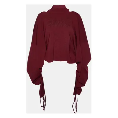 Solace London Burgundy Knit Samara Cut-out Ruched Top