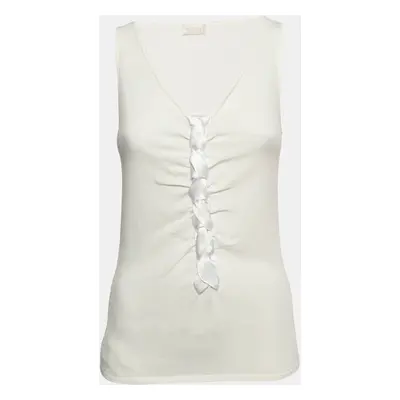 Valentino White Knit Braid Detailed Sleeveless Top