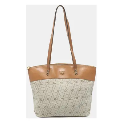 Dior Beige/Brown Honeycomb Coated Canvas and Leather Vintage Tote