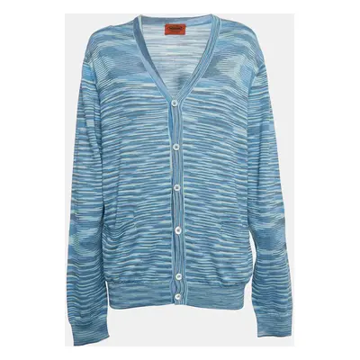 Missoni Blue/Multicolor Patterned Knit Cardigan