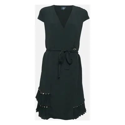 Class by Roberto Cavalli Black Crepe Pleated Hem Knee-Length Dress