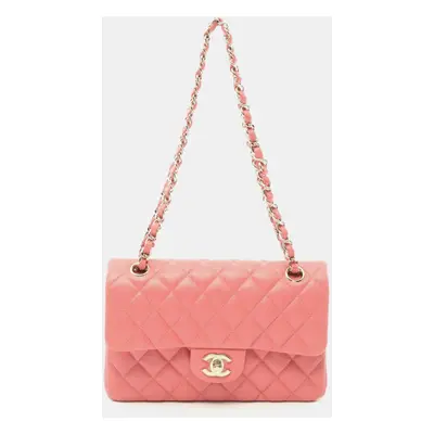 Chanel Pink Leather Classic Double Flap Bag