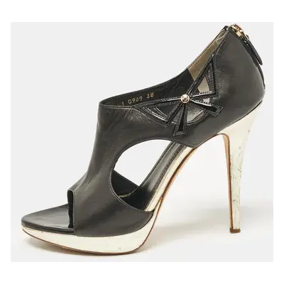 Dior Black/Gold Leather Bow Cut Out Platform Pumps Size