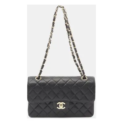 Chanel Black Small Classic Caviar Double Flap Shoulder Bag