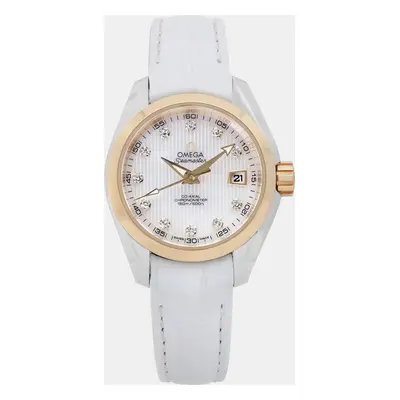 Omega White 18K Gold Seamaster Aqua Terra 231.23.30.20.55.002 Automatic Women's Wristwatch