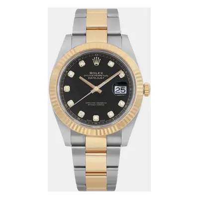 Rolex Black Diamond 18k Yellow Gold Stainless Steel Datejust Automatic Men's Wristwatch mm