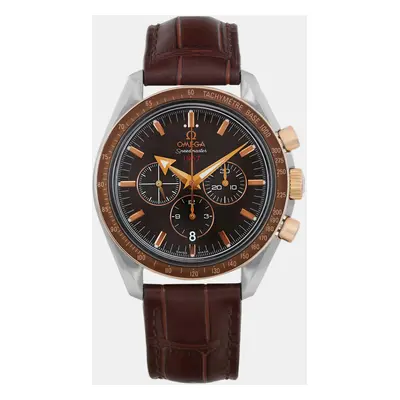 Omega Brown 18k Rose Gold Stainless Steel Speedmaster Broad Arrow 321.93.42.50.13.00 Automatic M