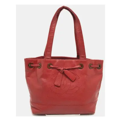 Chanel Red Cc Mark Bag Vintage Tote Bag