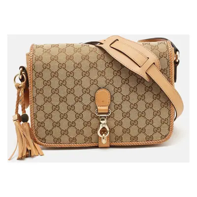 Gucci Beige GG Canvas and Leather Medium Marrakech Shoulder Bag