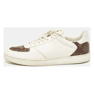 Louis Vuitton White Leather and Monogram Canvas Rivoli Sneakers Size