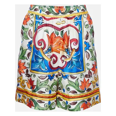 Dolce & Gabbana Multicolor Majolica Print Silk Shorts