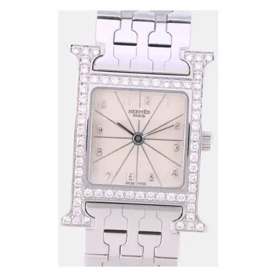 Hermes Silver Stainless Steel Heure H HH1.230 Quartz Women's Wristwatch mm