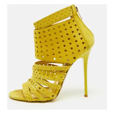 Jimmy Choo Yellow Perforated Suede Strappy Gladiator Sandals Size