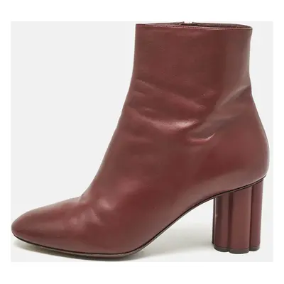 Salvatore Ferragamo Burgundy Leather Ankle Length Boots Size