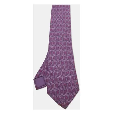 Hermes Purple Patterned Silk Classic Tie