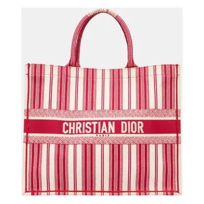 Dior Red Large Striped Book Tote