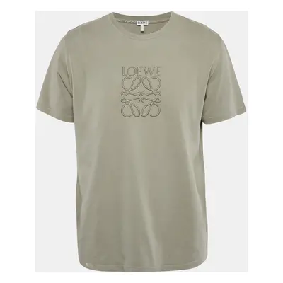 Loewe Grey Anagram Embroidered Jersey Crew Neck T-Shirt