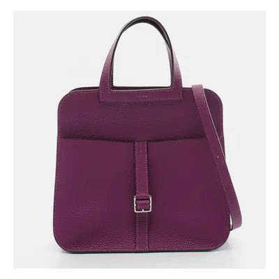 Hermes Purple Leather Arzan Handbag