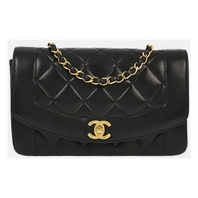 Chanel Black Lambskin Leather Small Diana Shoulder Bag