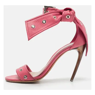 Alexander McQueen Pink Leather Ankle Strap Sandals Size