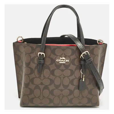 Coach Dark Brown/Black Signature Coated Canvas and Leather Molly Tote