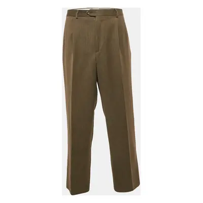 Yves Saint Laurent Vintage Khaki Green Wool Blend Trousers