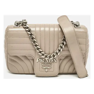 Prada Grey Diagramme Leather Flap Crossbody Bag