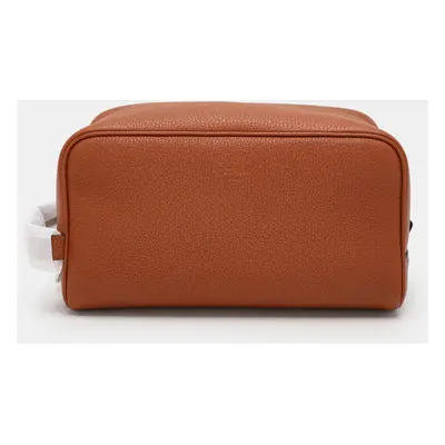 Fendi Brown Leather Travel Kit Pouch