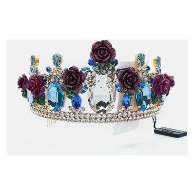 Dolce & Gabbana Gold Tone Resin Flower & Crystal Embellished Tiara