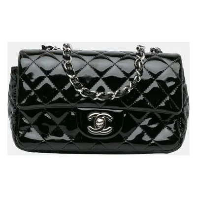 Chanel Black Patent Leather Mini Rectangular Flap Bag