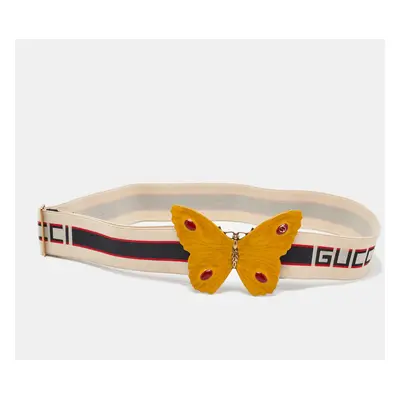 Gucci Beige Elastic Band Butterfly Buckle Belt 85CM