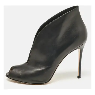 Gianvito Rossi Black Leather Vamp Booties Size