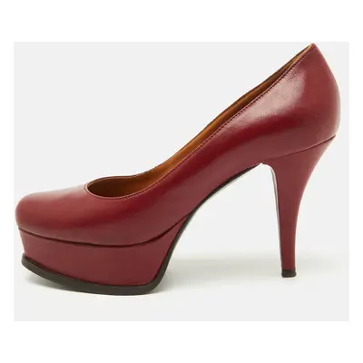 Fendi Dark Red Leather Fendista Platform Pumps Size