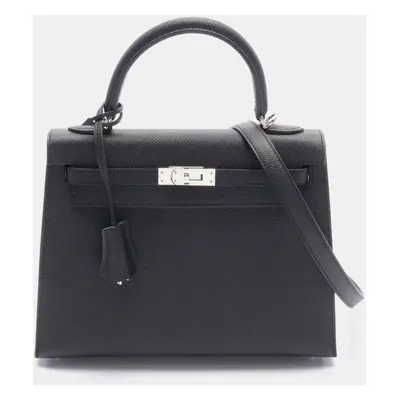 Hermes Black Leather Kelly Tote Bag