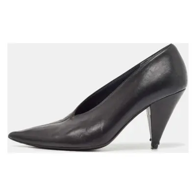 Celine Black Leather V Cut Pointed Toe Pumps Size