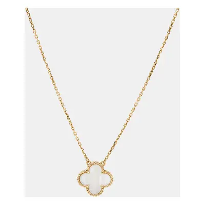 Van Cleef & Arpels Vintage Alhambra Mother of Pearl 18k Yellow Gold Necklace