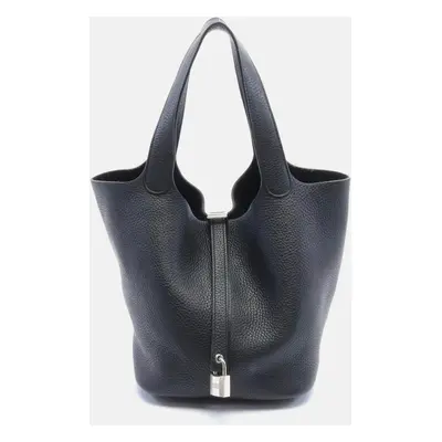 Hermes Black Leather Picotin Lock MM Handbag