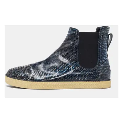 Bottega Veneta Navy Blue Karung Chelsea Boots Size