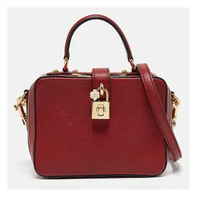 Dolce & Gabbana Red Leather Rosaria Box Top Handle Bag