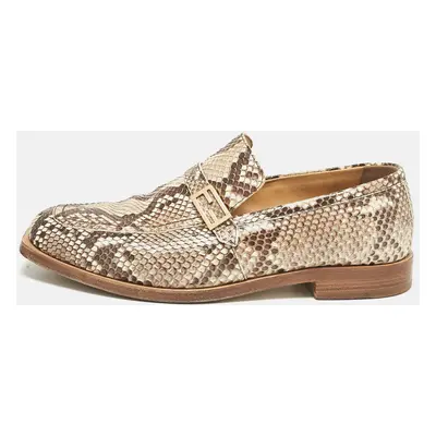 Fendi Beige Python Leather Slip On Loafers Size