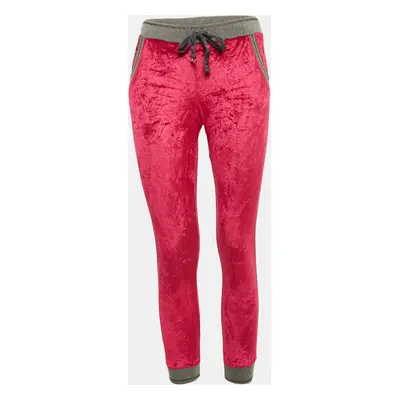 Roberto Cavalli Gym Pink Velvet Jogger Pants