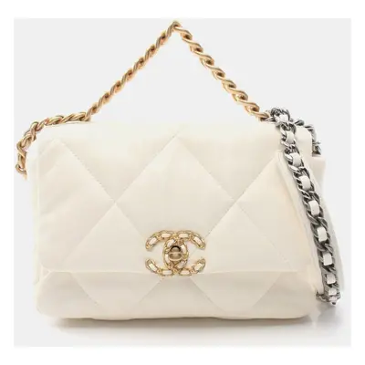 Chanel White Leather Shoulder Bag