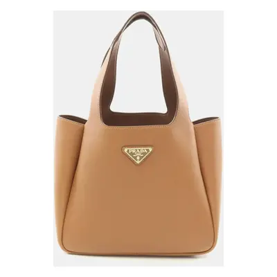 Prada Brown Leather Soft Grain Tote Bag