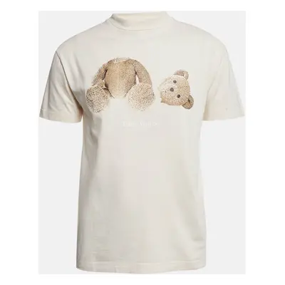 Palm Angels Cream Bear Print Cotton Oversized T-Shirt