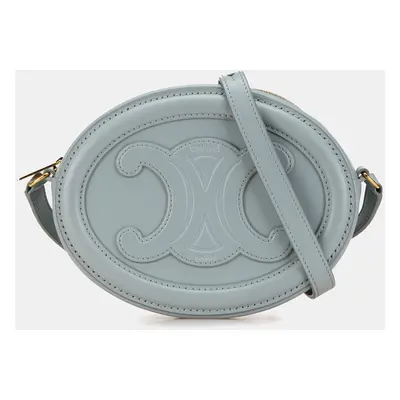 Celine Blue Small Calfskin Cuir Triomphe Oval Crossbody Bag